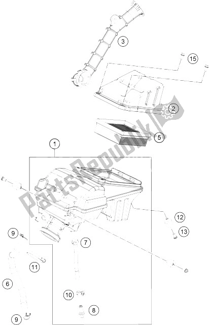 Alle onderdelen voor de Luchtfilter van de KTM 125 Duke Grey Europe 8026L5 2012