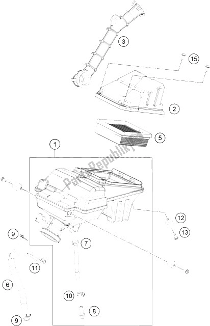 Alle onderdelen voor de Luchtfilter van de KTM 125 Duke Orange ABS B D 16 Europe 2016