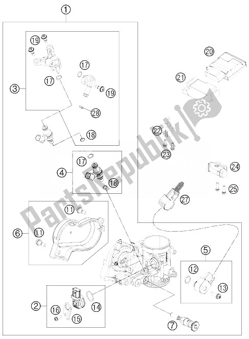 Toutes les pièces pour le Corps De Papillon du KTM 250 EXC F Europe 2013