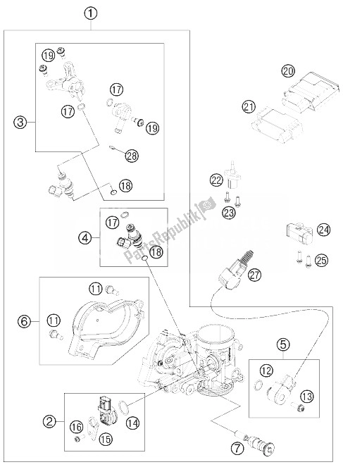 Alle onderdelen voor de Gasklephuis van de KTM 450 XC W USA 2014