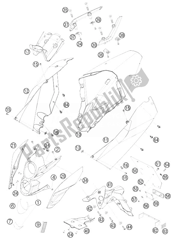 Tutte le parti per il Maschera, Parafanghi del KTM 690 Duke Black USA 2010