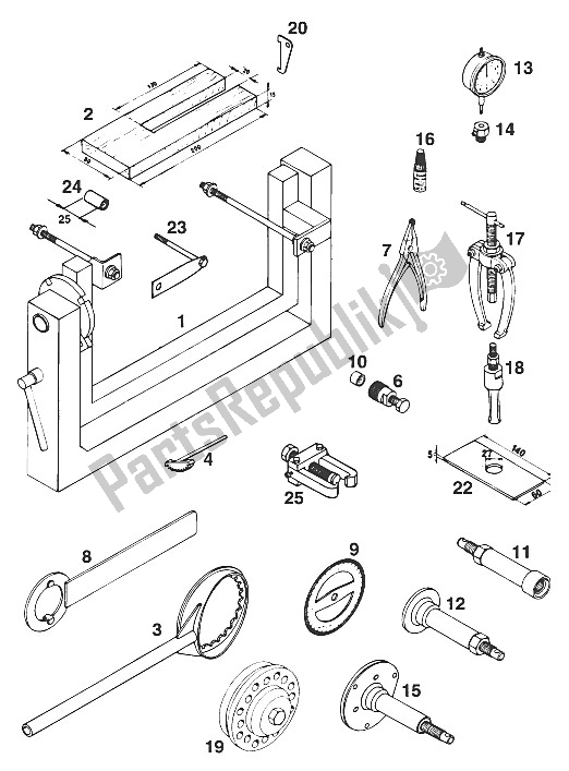 Alle onderdelen voor de Speciaal Gereedschap 250/300 '94 van de KTM 250 E XC Europe 1994