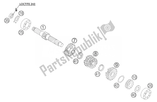 All parts for the Transmission I Main Shaft 85sx of the KTM 85 SX Europe 2003