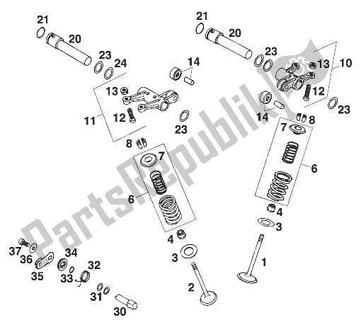 Wszystkie części do Zawory Lc4'95 KTM 620 EGS WP 37 KW 20 LT 94 Europe 1994