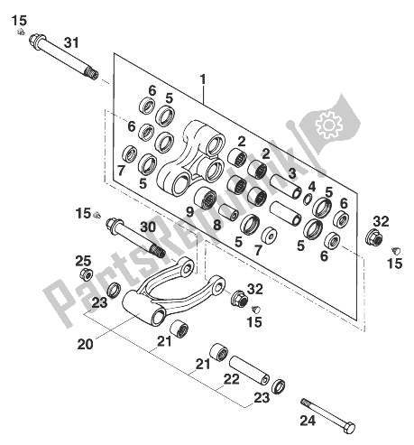 Tutte le parti per il Bilanciere 250/300/360 '95 del KTM 125 LC2 80 Europe 1998