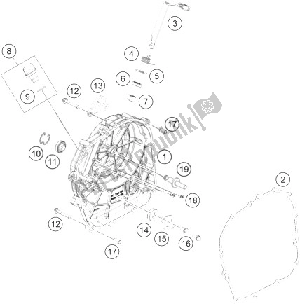 All parts for the Clutch Cover of the KTM 390 Duke Black ABS BAJ DIR 14 Australia 2014