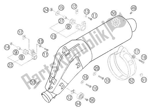 Todas as partes de Manifold, Silenciador do KTM 640 LC4 Adventure USA 2006