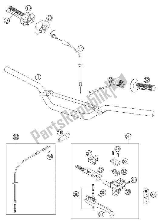 All parts for the Handlebar, Controls of the KTM 85 SX 17 14 Europe 2006