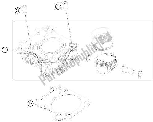 All parts for the Cylinder of the KTM 125 Duke Orange Europe 8003L4 2012