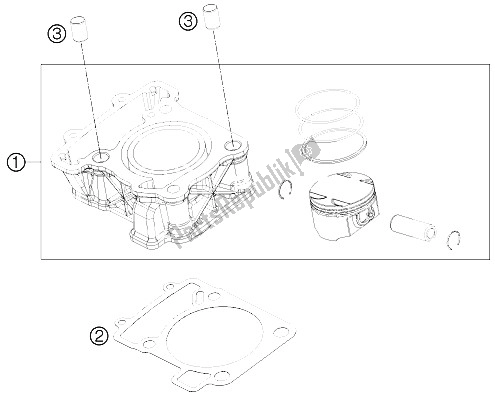 Alle onderdelen voor de Cilinder van de KTM RC 200 Black W O ABS CKD 15 Argentina 2015