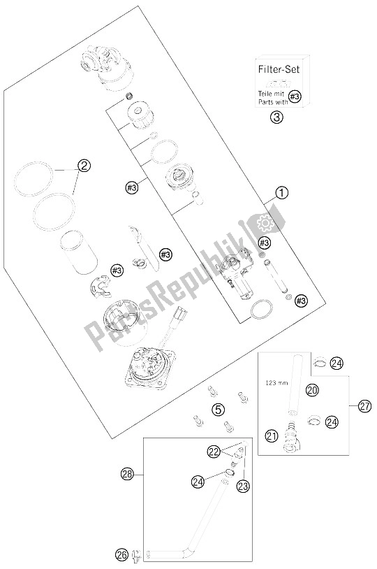 All parts for the Fuel Pump of the KTM 990 Super Duke Black Europe 2011