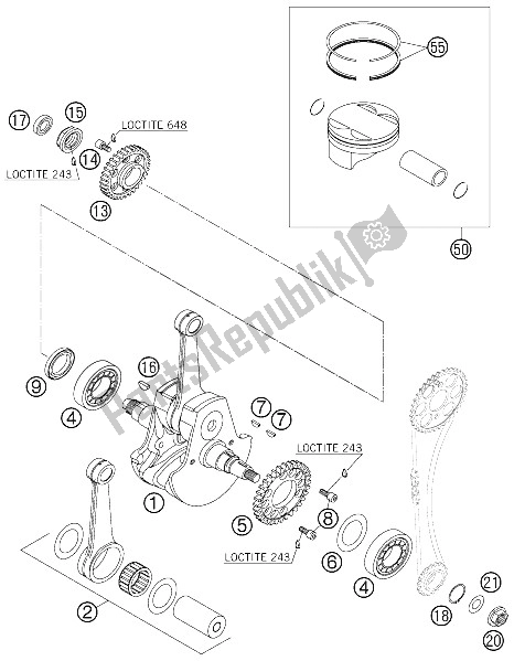 Todas las partes para Cigüeñal, Pistón de KTM 540 SXS Europe 2006