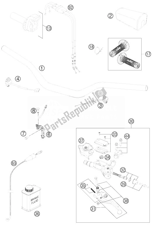 Tutte le parti per il Manubrio, Comandi del KTM 450 SX F Europe 2014