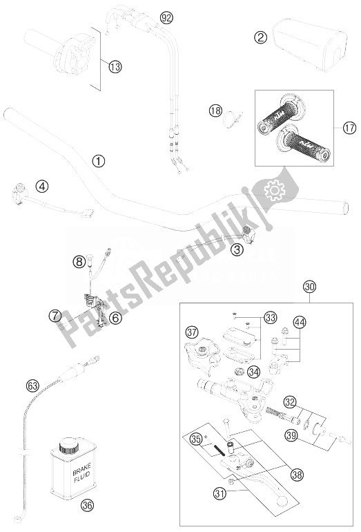 All parts for the Handlebar, Controls of the KTM 450 SX F Europe 2014