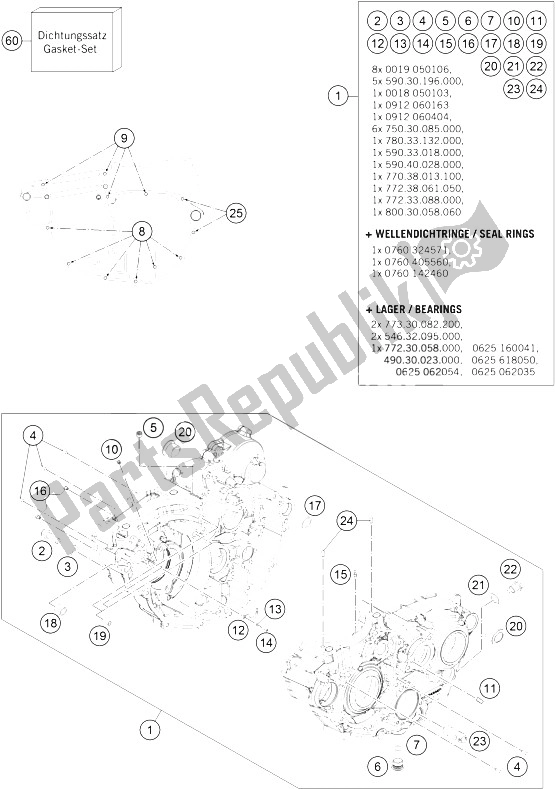 Toutes les pièces pour le Carter Moteur du KTM 250 EXC F CKD Brazil 2016