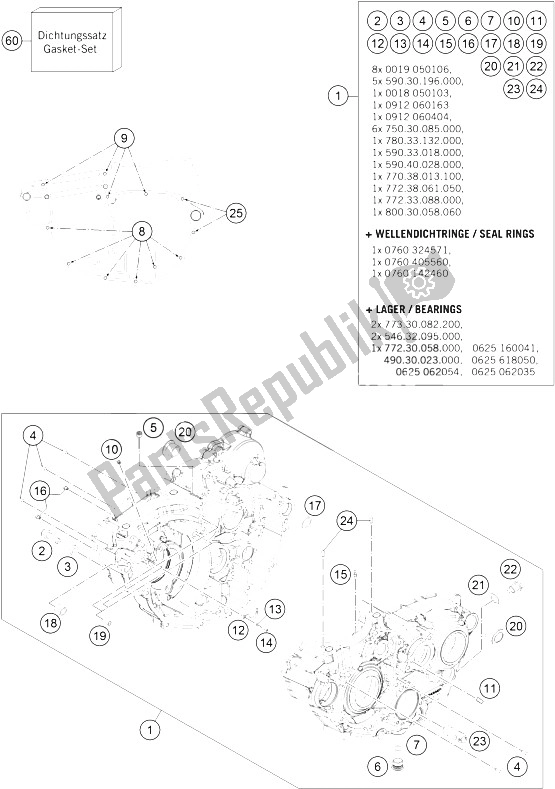 Toutes les pièces pour le Carter Moteur du KTM 250 EXC F SIX Days Europe 2016