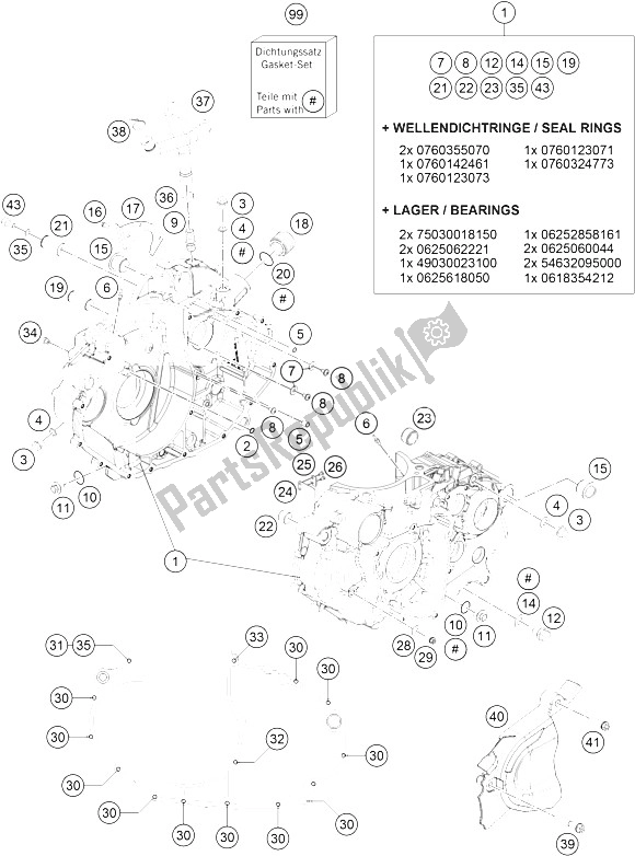 Tutte le parti per il Cassa Del Motore del KTM 690 Enduro R ABS Australia 2016