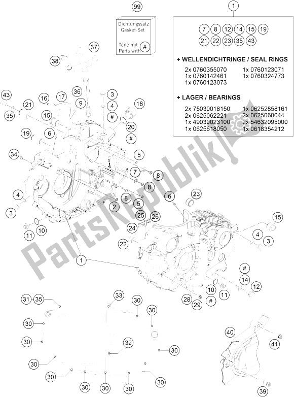 All parts for the Engine Case of the KTM 690 SMC R ABS Australia 2016