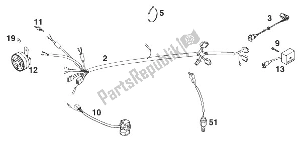 Todas las partes para Mazo De Cables 400/620 Sc O. B '98 de KTM 620 SUP Comp Europe 1998