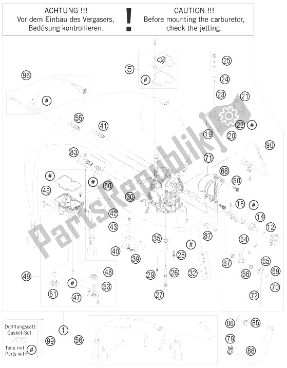 Tutte le parti per il Carburatore del KTM 450 XC ATV Europe 2010