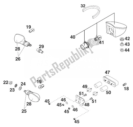 All parts for the Flasher, Rear Light Duke of the KTM 640 Duke II Lime Europe 1999