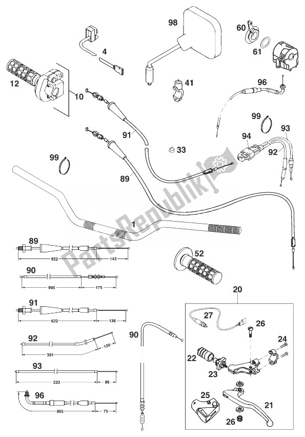 Alle onderdelen voor de Stuur - Controleert 125 Steken'97 van de KTM 125 Sting 80 98 Europe 1998