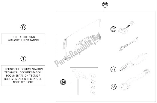 Tutte le parti per il Kit Accessori del KTM 105 XC 19 16 USA 2009