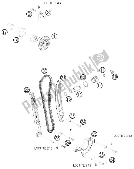 All parts for the Timing Drive of the KTM 530 XC W USA 2009