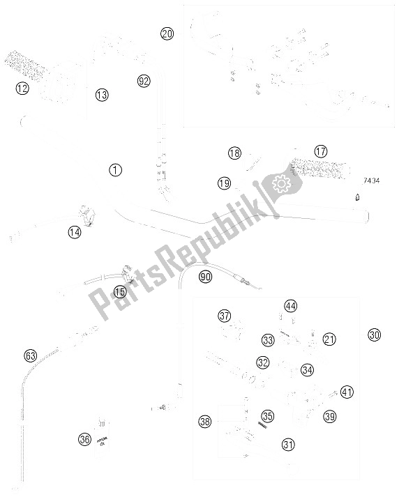 All parts for the Handlebar, Controls of the KTM 450 SMR Europe 2008