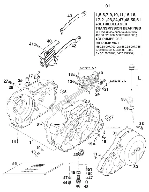 All parts for the Crankcase 400/620 Sc 2000 of the KTM 620 SC Super Moto Europe 2001