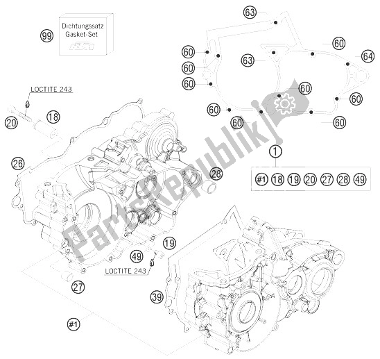 Todas las partes para Caja Del Motor de KTM 250 XC W USA 2010