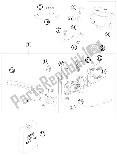 Toutes les pièces pour le Cylindre De Frein à Main du KTM 990 Super Duke Black Australia United Kingdom 2008