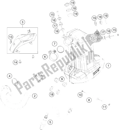 Wszystkie części do System Wydechowy KTM 125 Duke Grey Europe 8026L5 2012