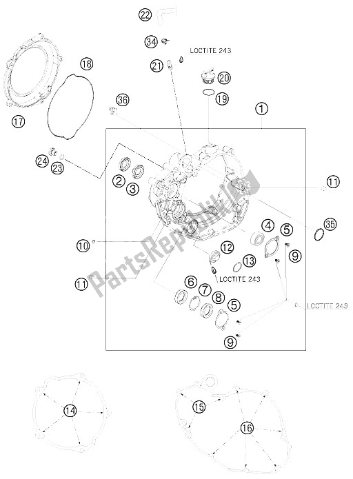 All parts for the Clutch Cover of the KTM 450 SMR Europe 2008