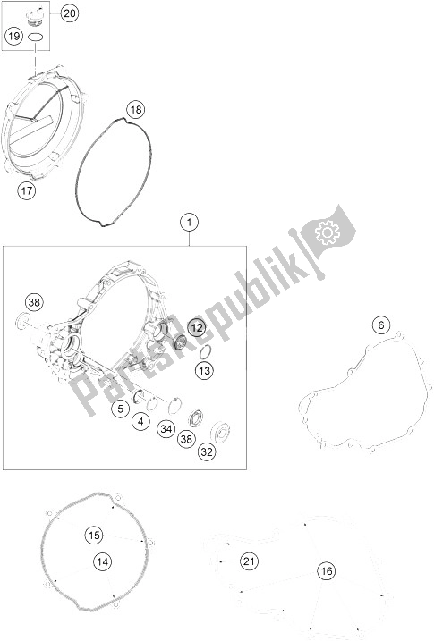 All parts for the Clutch Cover of the KTM Freeride 350 Australia 2016