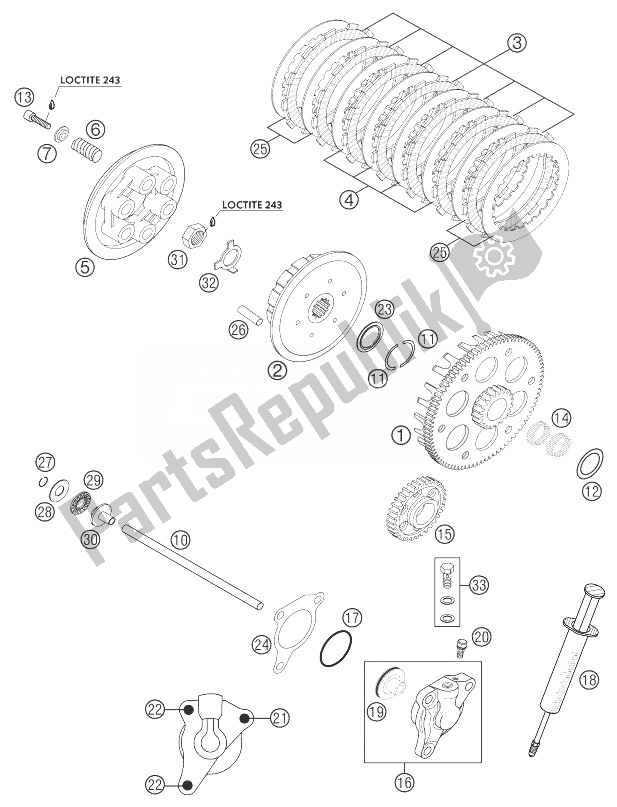 Tutte le parti per il Frizione 250 Exc, 450/525 Sx, del KTM 250 EXC Racing Australia 2003