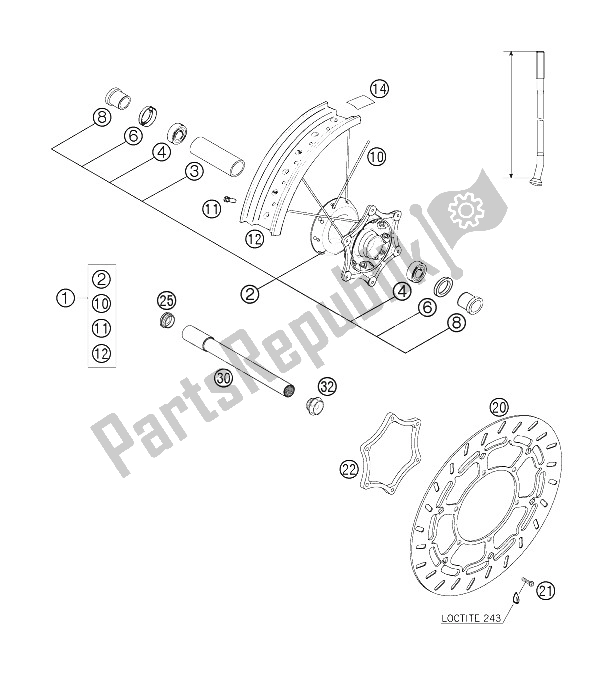 Toutes les pièces pour le Roue Avant du KTM 625 SMC Europe 2006