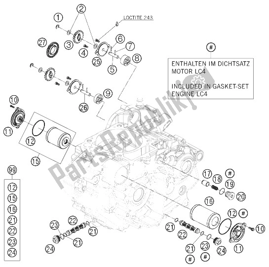All parts for the Lubricating System of the KTM 690 Duke Black Europe 2010