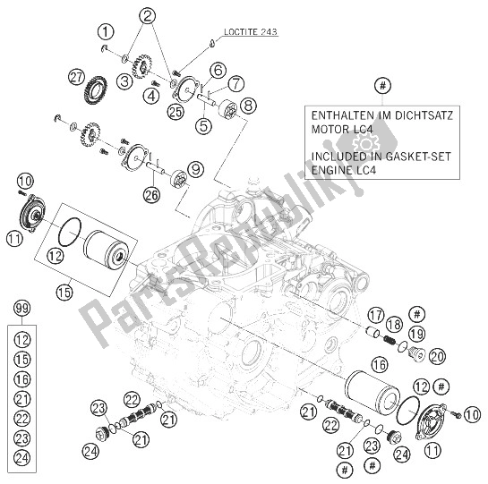 All parts for the Lubricating System of the KTM 690 Duke White Europe 2010