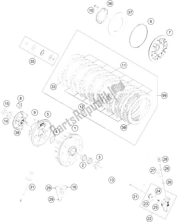 All parts for the Clutch of the KTM 450 Rally Factory Replica Europe 2015