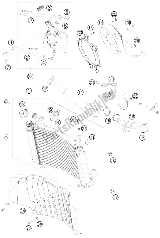 Tutte le parti per il Sistema Di Raffreddamento del KTM 690 Enduro 08 Europe 2008