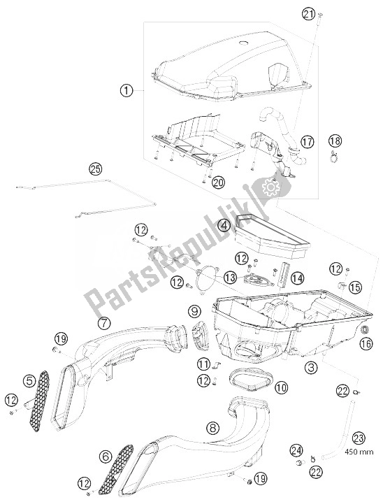 All parts for the Air Filter of the KTM 1190 RC8 White Europe 2010