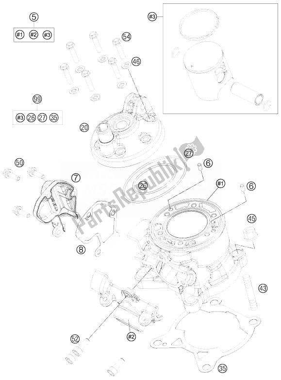 Alle onderdelen voor de Cilinder van de KTM 85 SX 17 14 Europe 2014