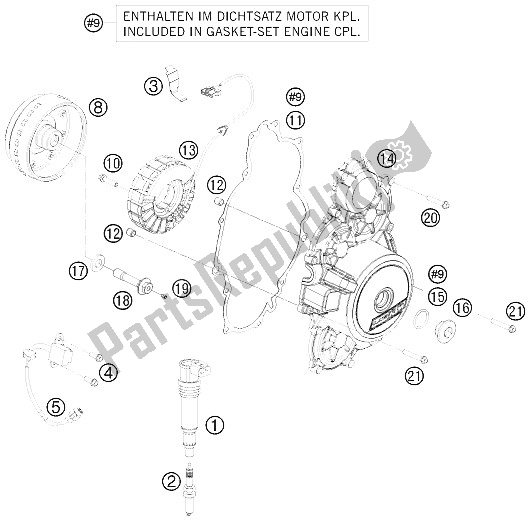 Todas las partes para Sistema De Encendido de KTM 1190 RC 8 Black USA 2009