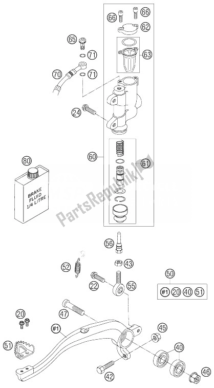 All parts for the Rear Brake Control of the KTM 85 SX 17 14 Europe 2010