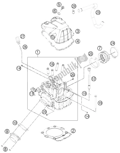 Todas las partes para Cabeza De Cilindro de KTM 450 SX F Fact Repl USA 2012