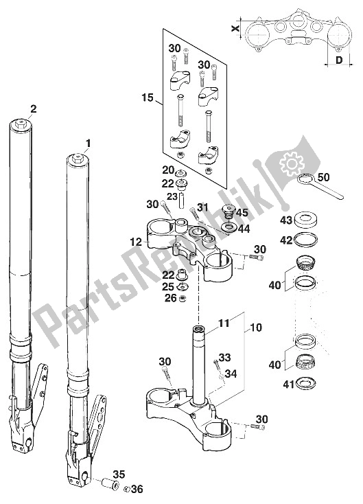 Todas las partes para Horquilla Delantera - Vástago De Dirección Wp Duke '97 de KTM 620 Duke E 37 KW Europe 1997