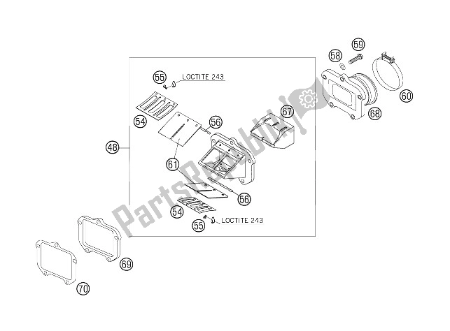 All parts for the Reed Valve Case of the KTM 200 EXC Europe 2006