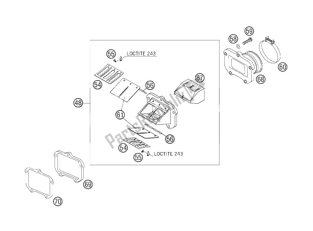 All parts for the Reed Valve Case of the KTM 200 XC W USA 2006