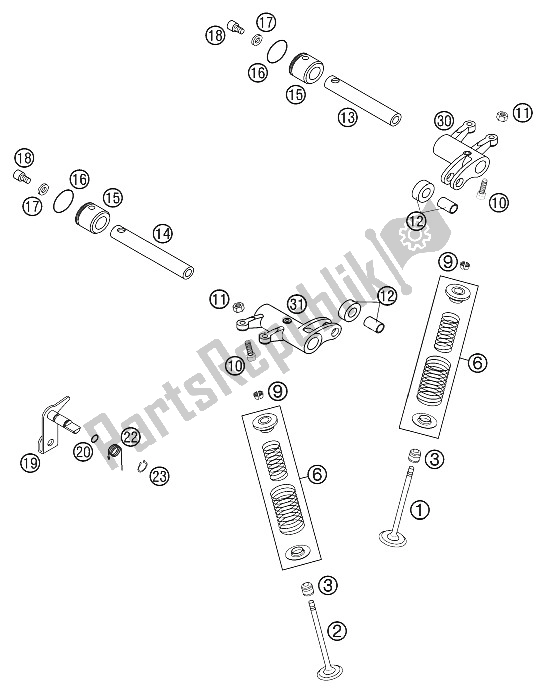 Toutes les pièces pour le Entraînement De Soupape 400/520 Exc Racing du KTM 400 MXC Racing USA 2002